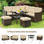 6 Pieces Patio Rattan Dining Sofa Funiture Set - Image 6