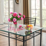 5 Pieces Dining Set with Tempered Glass Top Table and 4 Upholstered Chairs - Image 9