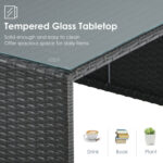 6 Pieces Patio Rattan Furniture Set with Glass Table and Cushioned Seat - Image 8