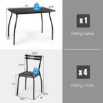 5 Pieces Dining Table Set with 4 Chairs and Backrests - Image 4