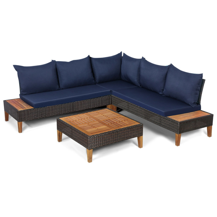 10_467_22.jpg 4 Pieces Patio Cushioned Rattan Furniture Set with Wooden Side Table - Image 1