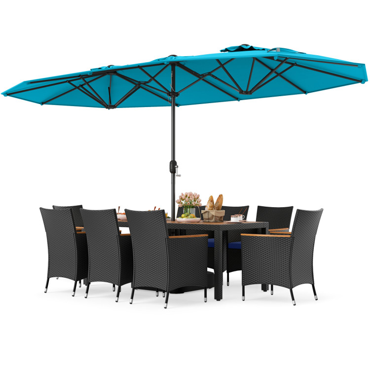 10 Piece Outdoor Patio Dining Set with 15 Feet Double-Sided Twin Umbrella - Image 4