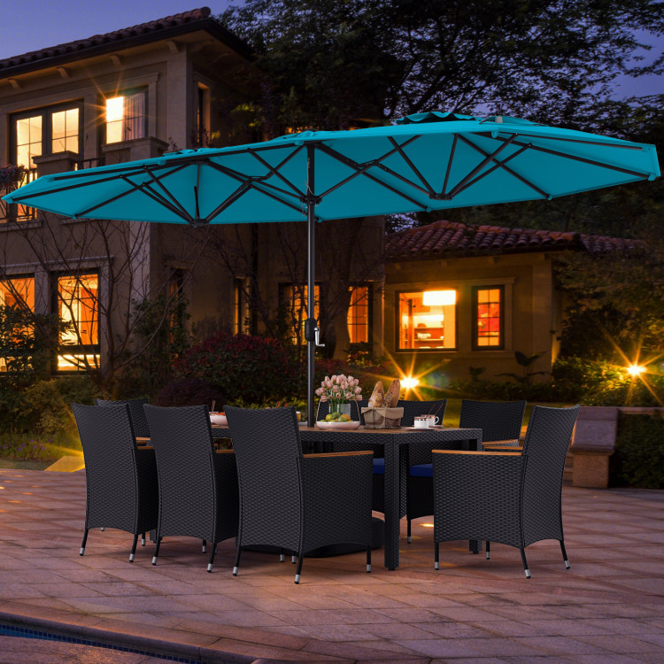 10 Piece Outdoor Patio Dining Set with 15 Feet Double-Sided Twin Umbrella - Image 6