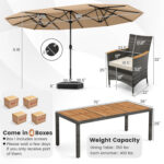 10 Pieces Wicker Outdoor Dining Set for 8 with 15 Feet Patio Umbrella - Image 5