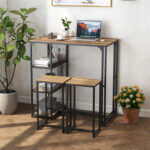 3-Piece Bar Table Set for 2 Bar-Height Dining Table with 2 Stools - Image 6