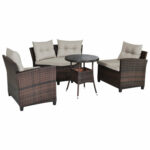 4 Pieces Outdoor Cushioned Rattan Furniture Set - Image 7