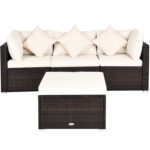4 Pieces Patio Rattan Furniture Set with Removable Cushions and Pillows - Image 7