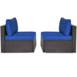 2 Pieces Patio Rattan Armless Sofa Set with 2 Cushions and 2 Pillows - Image 4