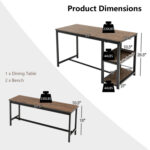 3 Pieces Dining Table Set with Wine Rack - Image 4