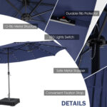 11 Pieces Patio Dining Set with 15 Feet Double-Sided Patio Umbrella Base Included - Image 13