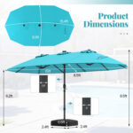 11 Pieces Patio Dining Set 15ft Double-Sided Patio Umbrella (Base Included) and Outdoor Rattan Furniture Set with 8 Stackable Chairs - Image 5