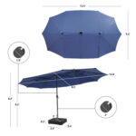 11 Pieces Patio Dining Set with 15 Feet Double-Sided Patio Umbrella Base Included - Image 6