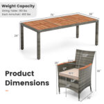 11 Pieces Patio Dining Set with 15 Feet Double-Sided Patio Umbrella Base Included - Image 5