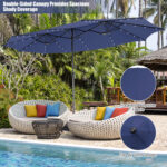 11 Pieces Patio Dining Set with 15 Feet Double-Sided Patio Umbrella Base Included - Image 11