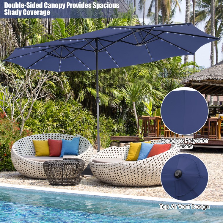 11 Pieces Patio Dining Set with 15 Feet Double-Sided Patio Umbrella Base Included - Image 11