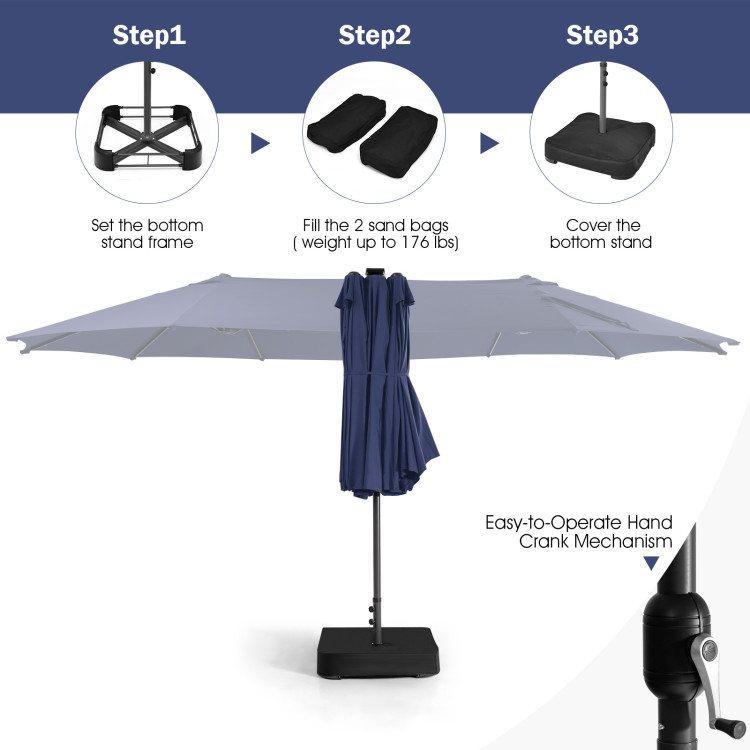 11 Pieces Patio Dining Set with 15 Feet Double-Sided Patio Umbrella Base Included - Image 12