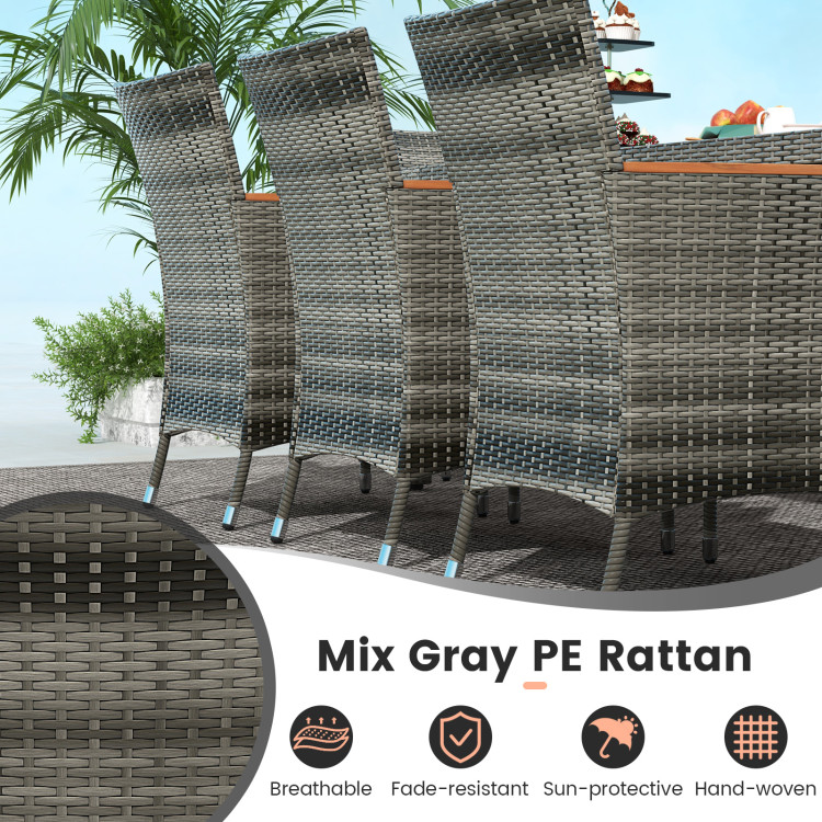 11 Pieces Patio Dining Set with 15 Feet Double-Sided Patio Umbrella Base Included - Image 8