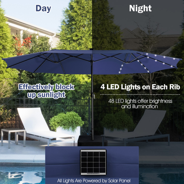 11 Pieces Patio Dining Set with 15 Feet Double-Sided Patio Umbrella Base Included - Image 10