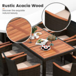 11 Pieces Patio Dining Set with 15 Feet Double-Sided Patio Umbrella and Base - Image 7