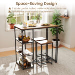 3-Piece Bar Table Set for 2 Bar-Height Dining Table with 2 Stools - Image 11