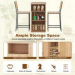 3-Piece Bar Table and Chairs Set with Storage Shelves and Footrests - Image 7