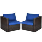 2 Pieces Patio Rattan Sectional Conversation Sofa Set - Image 6