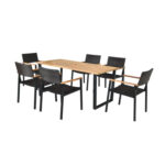 Patented 7 Pieces Outdoor Dining Set with Large Acacia Wood Table Top - Image 3