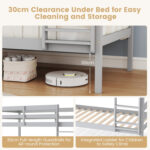 Solid Wood Twin Over Twin Bunk Bed Frame with High Guardrails and Integrated Ladder - Image 10