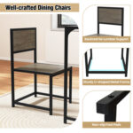 3 Pieces Dining Set Compact Table and 2 Chair with Metal Frame for Small Space - Image 8
