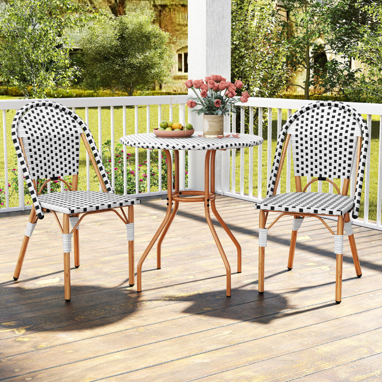 16138006041754899264.jpg 3 Piece French Bistro Table Chair Set with Outdoor Wicker Round Table and 2 Dining Chairs - Image 1