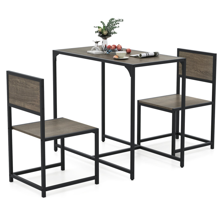 16245405271755154846.jpg 3 Pieces Dining Set Compact Table and 2 Chair with Metal Frame for Small Space - Image 1