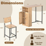 3-Piece Bar Table and Chairs Set with Storage Shelves and Footrests - Image 5