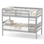 Solid Wood Twin Over Twin Bunk Bed Frame with High Guardrails and Integrated Ladder - Image 4