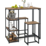 3-Piece Bar Table Set for 2 Bar-Height Dining Table with 2 Stools - Image 4