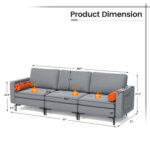 Modular 3-Seat Sofa Couch with Socket USB Ports and Side Storage Pocket - Image 3