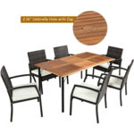 7 Pieces Patio Rattan Cushioned Dining Set with Umbrella Hole - Image 5