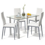 5 Pieces Dining Set with 4 PVC Leather Chairs - Image 4