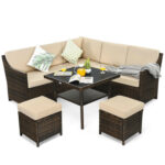 6 Pieces Patio Rattan Dining Sofa Funiture Set - Image 4