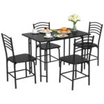 5 Pieces Wood Rectangular Dining Table Set - Image 4