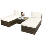 5 Pieces Wicker Lounge Chair Set with Washable Zippered Cushions - Image 4