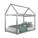 Twin Size Kids House Bed Wood Frame with Roof - Image 9