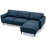 L-Shaped Fabric Sectional Sofa with Chaise Lounge and Solid Wood Legs - Image 4