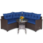 4 Pieces Patio Rattan Furniture Set Cushioned Sofa Glass Table - Image 7