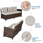 3 Pieces Hand-Woven Rattan Outdoor Sofa Set with Dining Table - Image 12