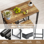 3-Piece Bar Table Set for 2 Bar-Height Dining Table with 2 Stools - Image 10