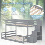 Solid Wood Twin Over Full Low Bunk Bed with Storage Stairs - Image 13