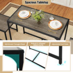 3 Pieces Dining Set Compact Table and 2 Chair with Metal Frame for Small Space - Image 9