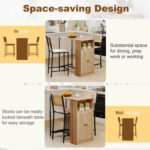 3-Piece Bar Table and Chairs Set with Storage Shelves and Footrests - Image 10