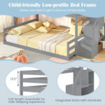 Solid Wood Twin Over Full Low Bunk Bed with Storage Stairs - Image 11