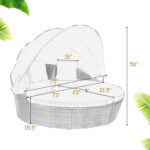 Patio Round Rattan Daybed with Retractable Canopy and Height Adjustable Coffee Table - Image 5